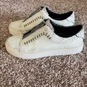 Frye Rebel Lena Zip Sneakers - Crackled White